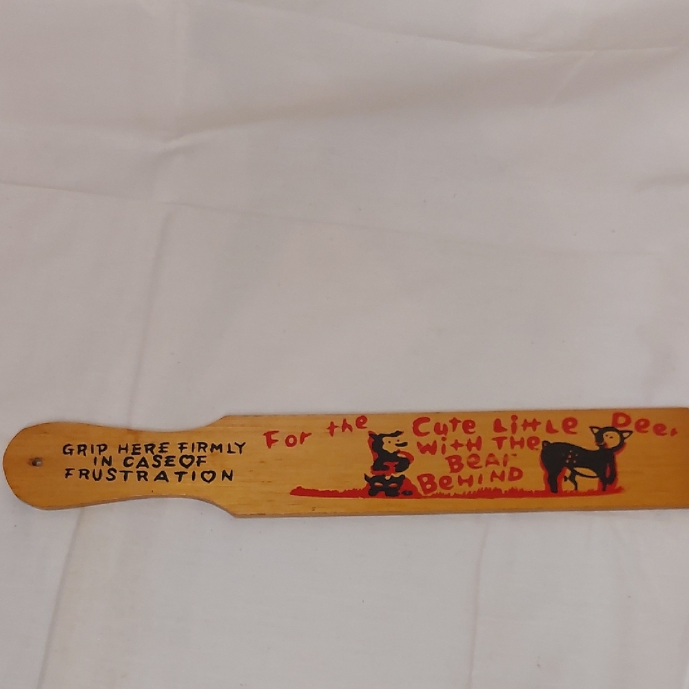 Wooden Novelty Paddle with Red and Black Text
